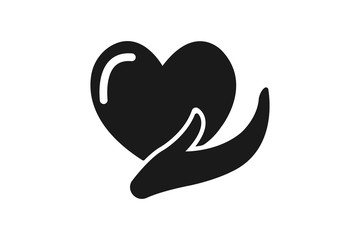 Care icon, love on hand icon vector illustration