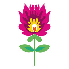 beautiful flowers and leafs garden decorative icon