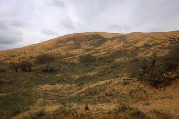 Sarykum sand dunes scenic view in Dagestan, Russia