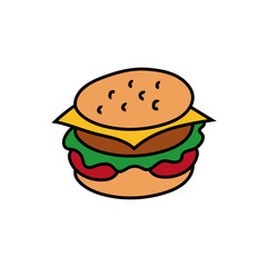 delicious burger fast food icon