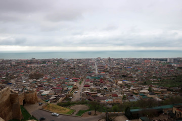 City of Derbent panoramic view from fortress hill, Dagestan, Russia