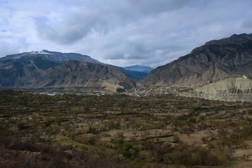 Fototapeta na wymiar Tough Caucasus mountains view near Gergebil village, Dagestan, Russia