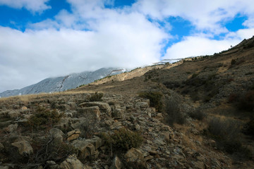 Fototapeta premium Tough Caucasus mountains view near Gergebil village, Dagestan, Russia