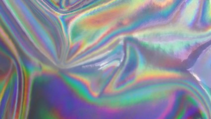 Shiny silver iridescent rainbow neon pastel holographic background
