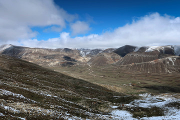 Amazing Caucasus mountains view by spring and snow, Dagestan, Russia