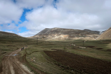Amazing Caucasus mountains view by spring and snow, Dagestan, Russia