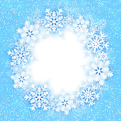 Christmas round frame with snowflakes. Vector illustration