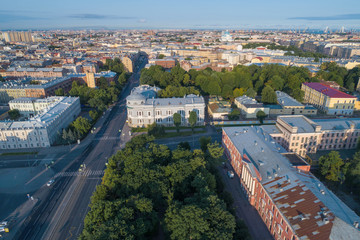 View of Zagorodny Prospekt on a sunny July morning (aerial photography). Saint-Petersburg, Russia