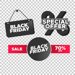 Black Friday Sale Design Banner Collection. Special Offer, Best Sale, Best Offer Design Element for Promotion Ads