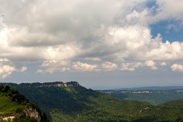 .Clouds in the firmament, evening sunset, clear Sunny day.