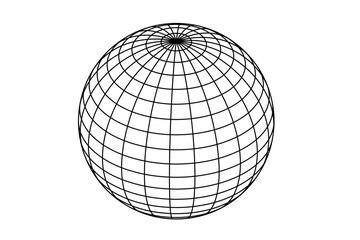 Wireframe sphere globe model illustration vector - obrazy, fototapety, plakaty
