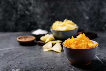 Bowl of home made potato chips