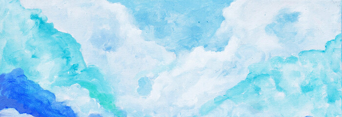 Acrylic blue hand painted clouds