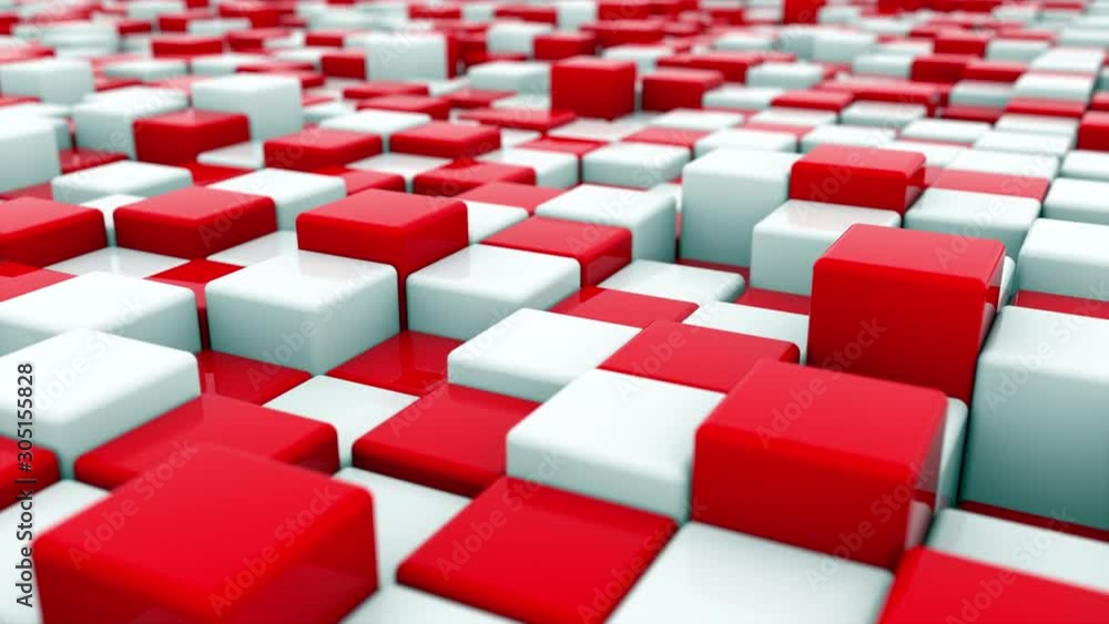 Aufkleber 3d rendering web background of white and red cubes located at different levels. computer generated a