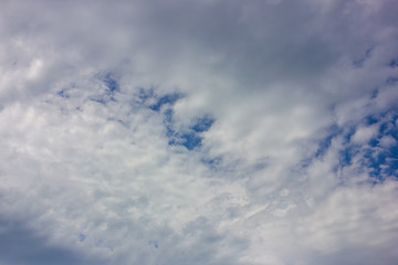 .Clouds in the firmament, evening sunset, clear Sunny day.