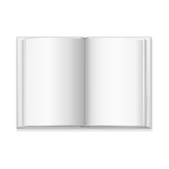 Realistic Detailed 3d White Blank Open Book Template Mockup. Vector