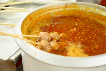 Grilled meatballs with dipping sauce