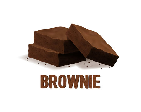 Realistic 3d Detailed Chocolate Brownies Concept Banner Card Background. Vector