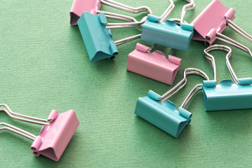 Paper clip close up background.
