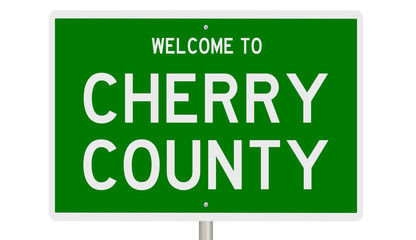 Rendering of a green 3d highway sign for Cherry County