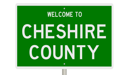 Rendering of a green 3d highway sign for Cheshire County