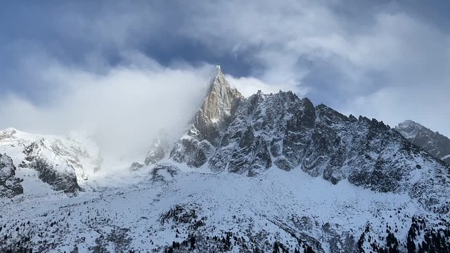 Snow on mountains in Chamonix