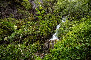 Picturesque landscape of a mountain river with traditional nature of Scotland.