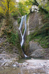 Orekhovsky waterfall is a tourist attraction near the city of Sochi, Russia. Clear day 29 October...