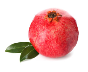 Fototapeta na wymiar Ripe tasty pomegranate isolated on white