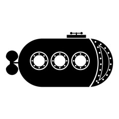 Bathyscaphe Underwater boat ship Submarine icon black color vector illustration flat style image
