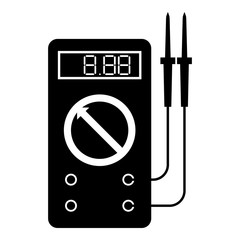 Digital multimeter for measuring electrical indicators AC DC voltage amperage ohmmeter power with probes icon black color vector illustration flat style image