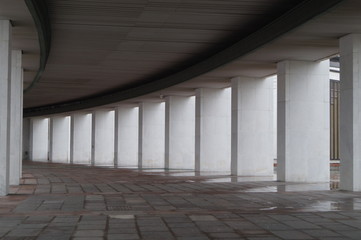 the columns of the building