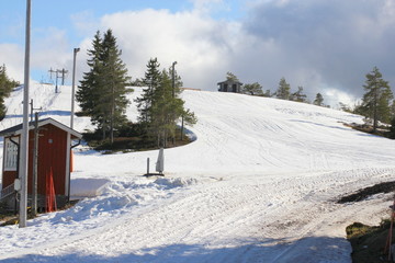 Skiing slope in Sweden. Hovfjället in Torsby.