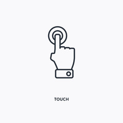 Touch outline icon. Simple linear element illustration. Isolated line Touch icon on white background. Thin stroke sign can be used for web, mobile and UI.