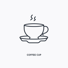 Coffee cup outline icon. Simple linear element illustration. Isolated line Coffee cup icon on white background. Thin stroke sign can be used for web, mobile and UI.