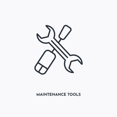 Maintenance tools outline icon. Simple linear element illustration. Isolated line Maintenance tools icon on white background. Thin stroke sign can be used for web, mobile and UI.