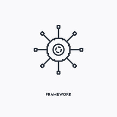 framework outline icon. Simple linear element illustration. Isolated line framework icon on white background. Thin stroke sign can be used for web, mobile and UI.