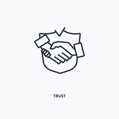 trust outline icon. Simple linear element illustration. Isolated line trust icon on white background. Thin stroke sign can be used for web, mobile and UI.