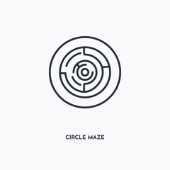 circle maze outline icon. Simple linear element illustration. Isolated line circle maze icon on white background. Thin stroke sign can be used for web, mobile and UI.