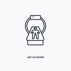 MRI scanner outline icon. Simple linear element illustration. Isolated line MRI scanner icon on white background. Thin stroke sign can be used for web, mobile and UI.