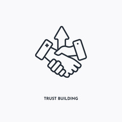 trust building outline icon. Simple linear element illustration. Isolated line trust building icon on white background. Thin stroke sign can be used for web, mobile and UI.