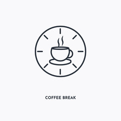 Coffee Break outline icon. Simple linear element illustration. Isolated line Coffee Break icon on white background. Thin stroke sign can be used for web, mobile and UI.