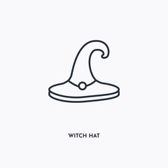 Witch Hat outline icon. Simple linear element illustration. Isolated line Witch Hat icon on white background. Thin stroke sign can be used for web, mobile and UI.
