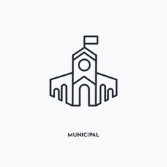 Municipal outline icon. Simple linear element illustration. Isolated line Municipal icon on white background. Thin stroke sign can be used for web, mobile and UI.