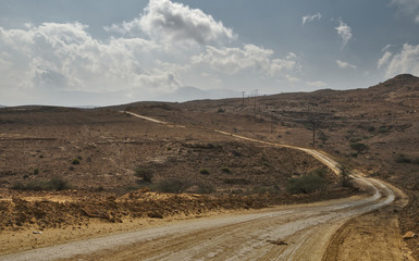 Scenic mountain road in rocky landscape of Sultanate of Oman