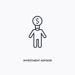 Investment Advisor outline icon. Simple linear element illustration. Isolated line Investment Advisor icon on white background. Thin stroke sign can be used for web, mobile and UI.