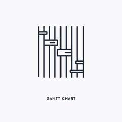 Gantt chart outline icon. Simple linear element illustration. Isolated line Gantt chart icon on white background. Thin stroke sign can be used for web, mobile and UI.