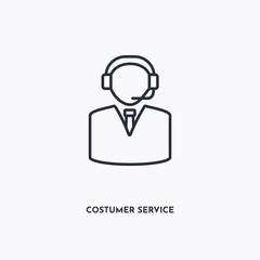 Costumer service outline icon. Simple linear element illustration. Isolated line Costumer service icon on white background. Thin stroke sign can be used for web, mobile and UI.