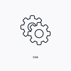 Cog outline icon. Simple linear element illustration. Isolated line Cog icon on white background. Thin stroke sign can be used for web, mobile and UI.