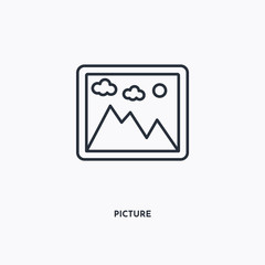 Picture outline icon. Simple linear element illustration. Isolated line Picture icon on white background. Thin stroke sign can be used for web, mobile and UI.